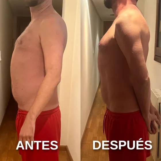Cambio físico de un cliente del Método Modrego, de perfil